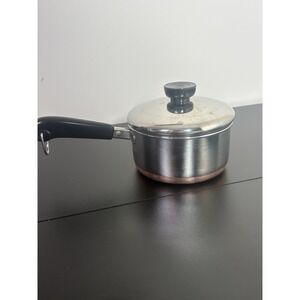 1801 Revere Ware 1 Qt -95f Saucepan & Lid Copper Bottom Stainless Clinton, USA
